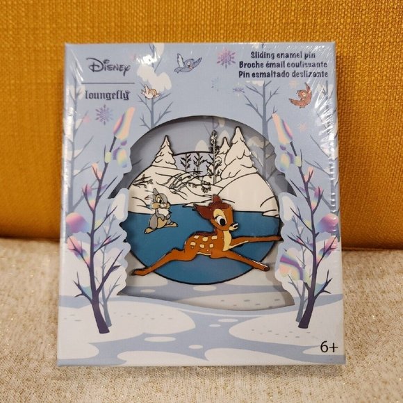 Loungefly Disney Bambi & Thumper On Ice Skating Sliding 3" Enamel Pin LE NEW - Picture 1 of 8